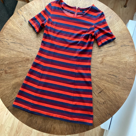 Tommy Hilfiger Dresses & Skirts - 💥2/15$💥 Tommy Hilfiger Red, Burgundy & Navy Striped A-Line Dress Short Sleeves